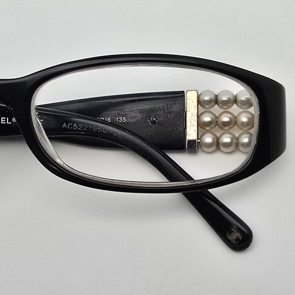 Chanel 3155-H c 1103 Collection Perle Black Eyeglasses Frame w/ Case Italy 53mm - Picture 12 of 16